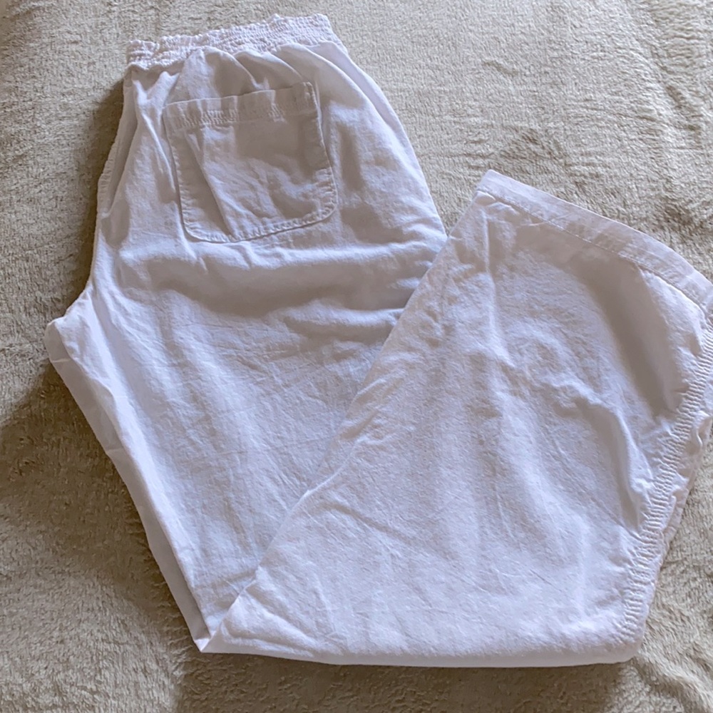 SO   WHITE LINEN PANTS